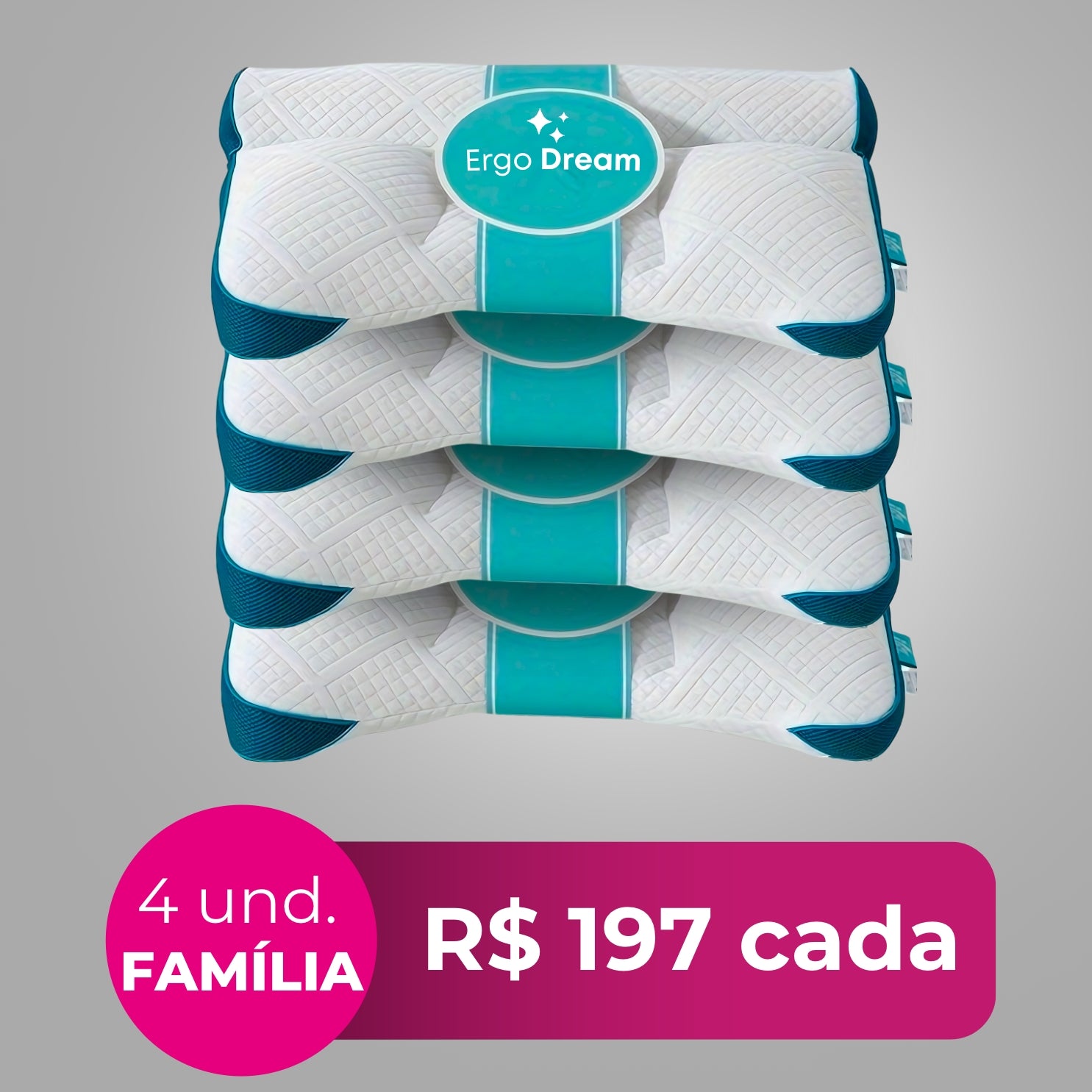 4 unidades - Travesseiro Dream Blue - ergonômico para máximo conforto cervical